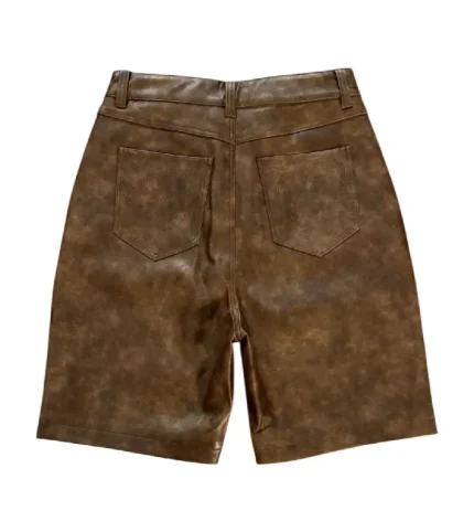Bottega Desires Brown Leather Shorts