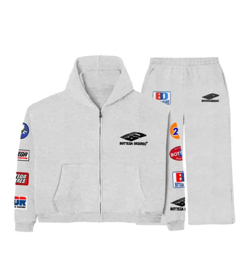 Bottega Desires Grey Patches Zip Tracksuit Bottega Desires Grey Patches Zip Tracksuit