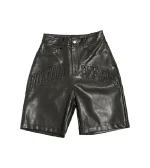 Bottega Desires Logo Appliqué Leather Shorts