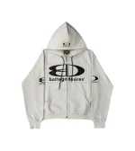 Bottega Desires Logo Print Zip Up Hoodie