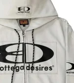 Bottega Desires Logo Print Zip Up Hoodie
