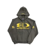 Bottega Desires Logo Print Zip Up Hoodie Green