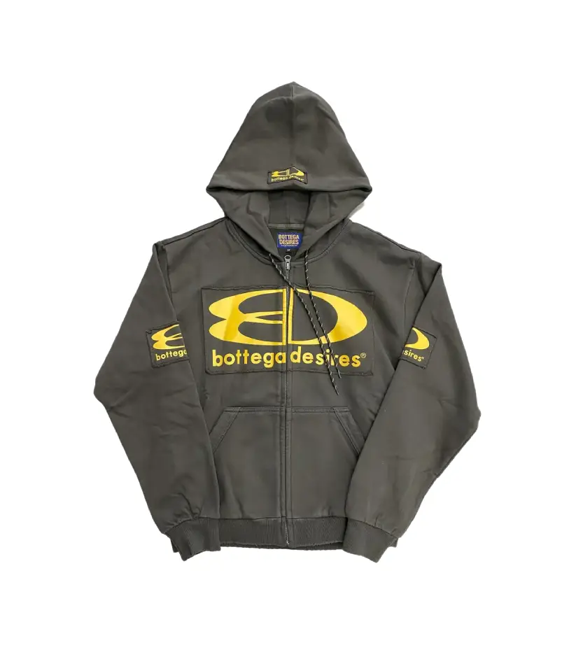 Bottega Desires Logo Print Zip Up Hoodie Green Bottega Desires Logo Print Zip Up Hoodie Green