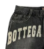 Bottega Desires Studded Washed Black Denim Shorts 